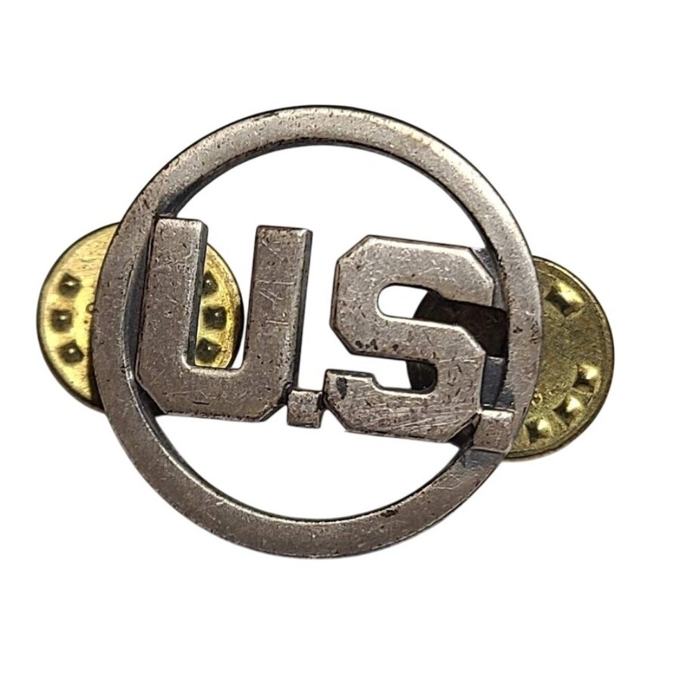Vintage US Army Collar Disc Insignia Double Clutch Metal Pin 1955–80s